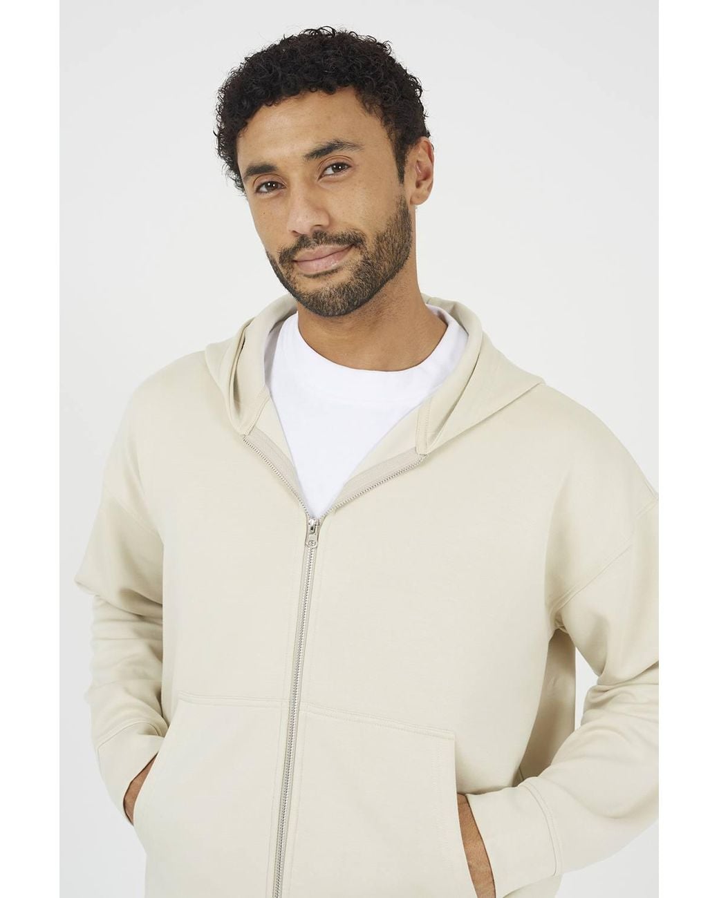 Brave Soul Natural Relaxed Fit Zip Through Hoodie for men