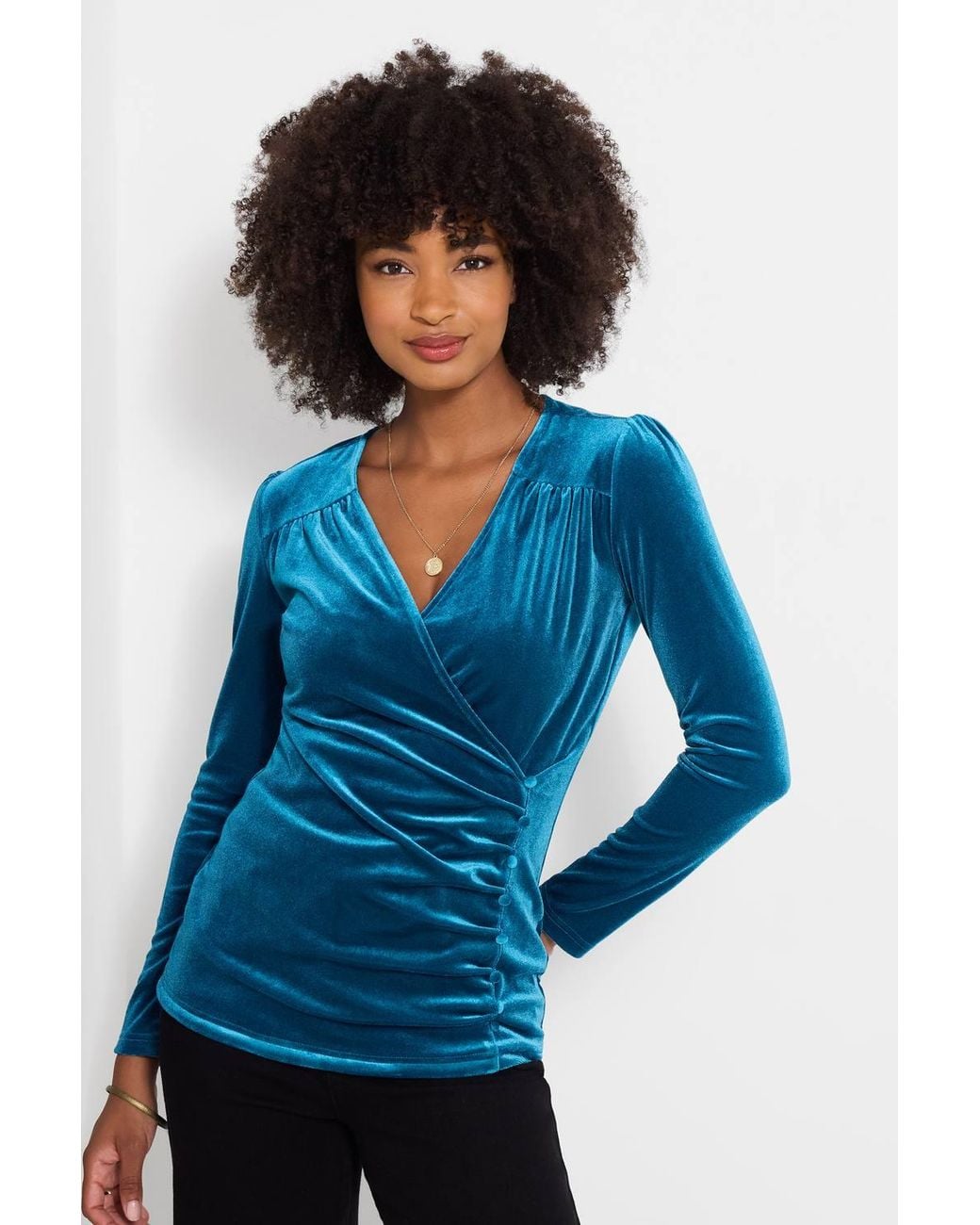 Joe Browns Blue Vienna Velour Wrap Top