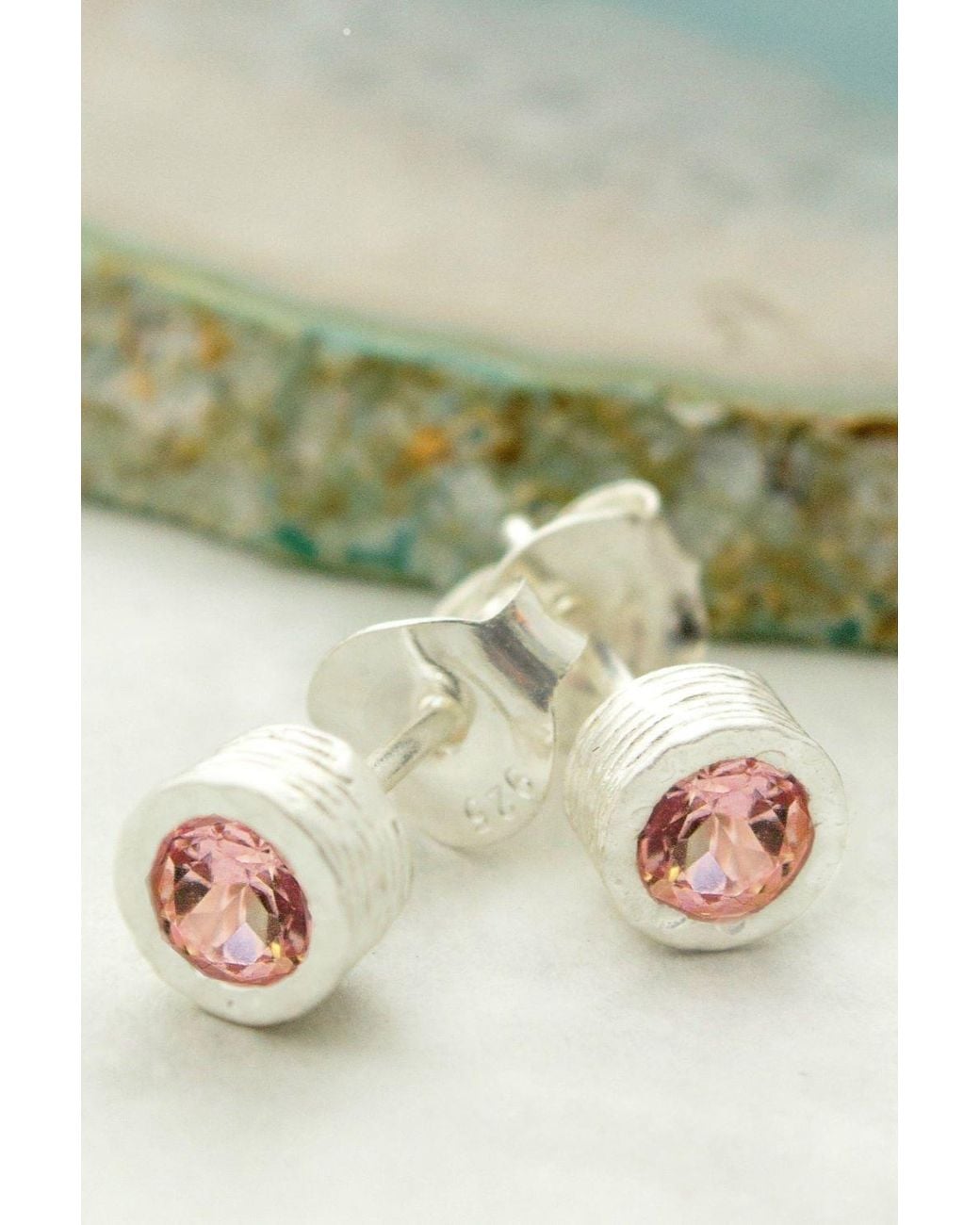 Otis Jaxon London Green Tourmaline Sterling October Birthstone Stud Earrings