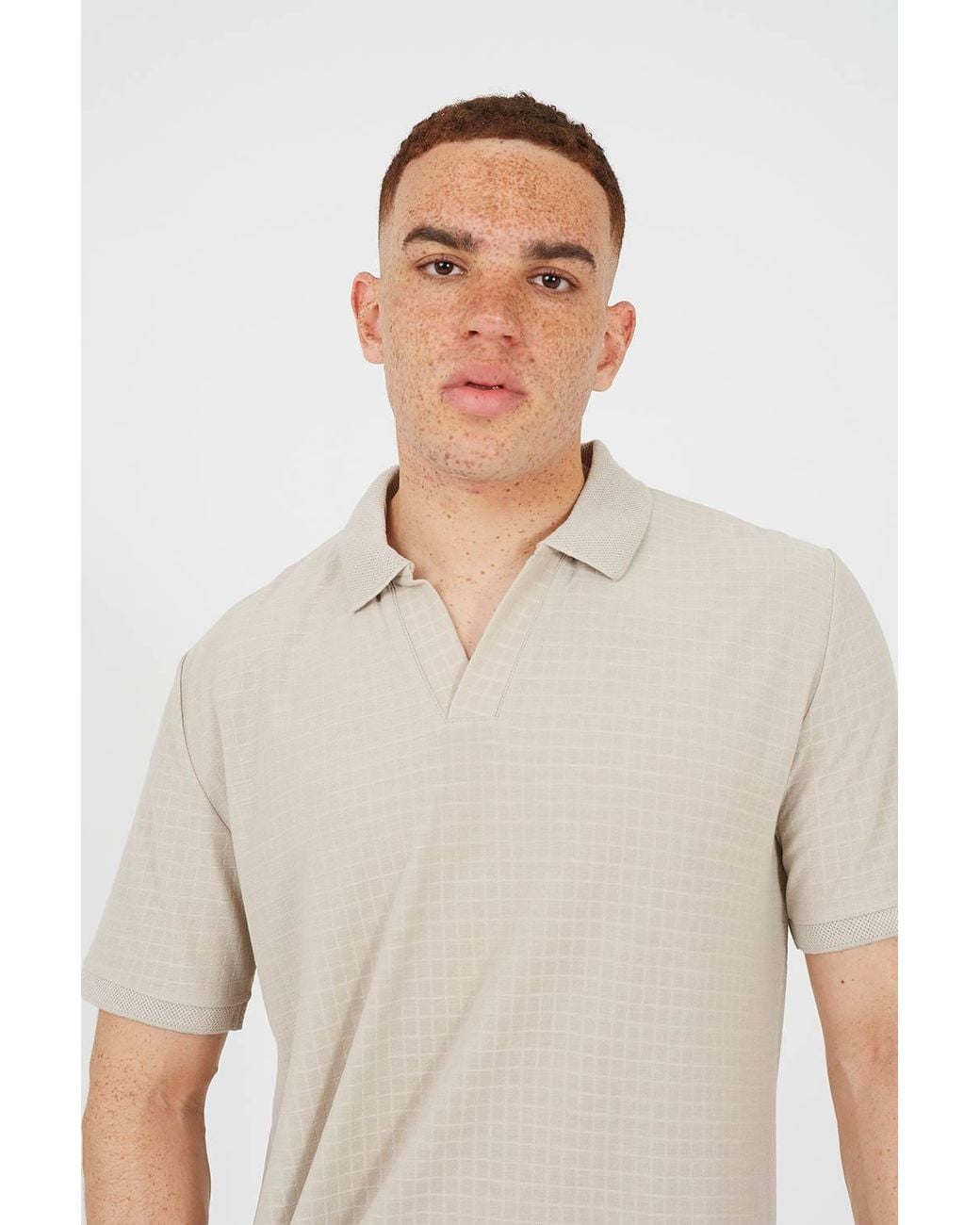 Brave Soul White Trophy Neck Jacquard Polo Shirt for men