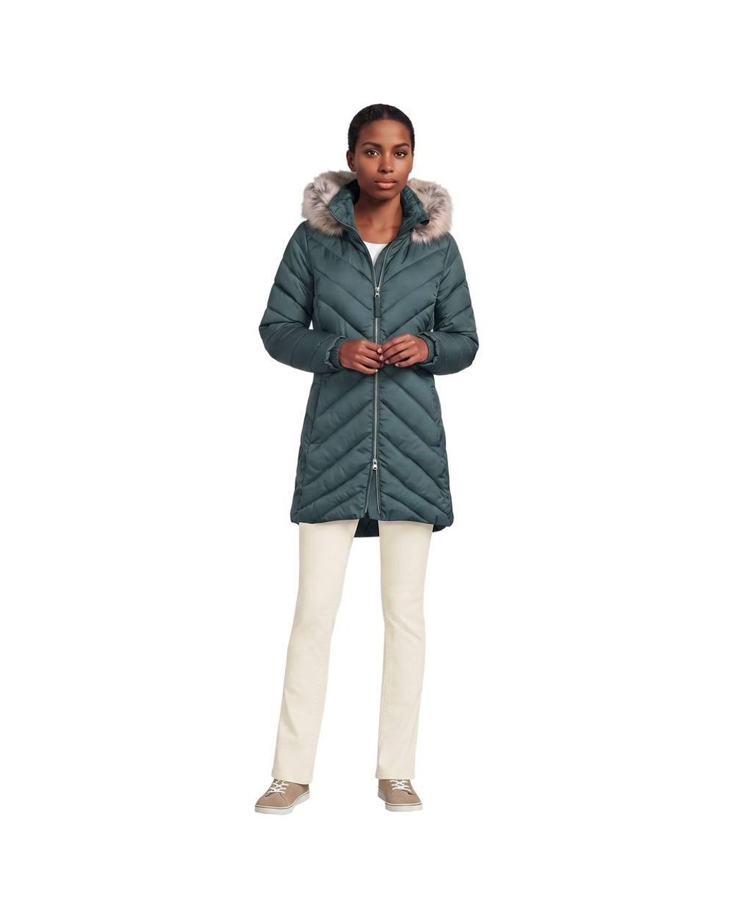 Lands' End Blue Petite Insulated Fleece Lined Coat