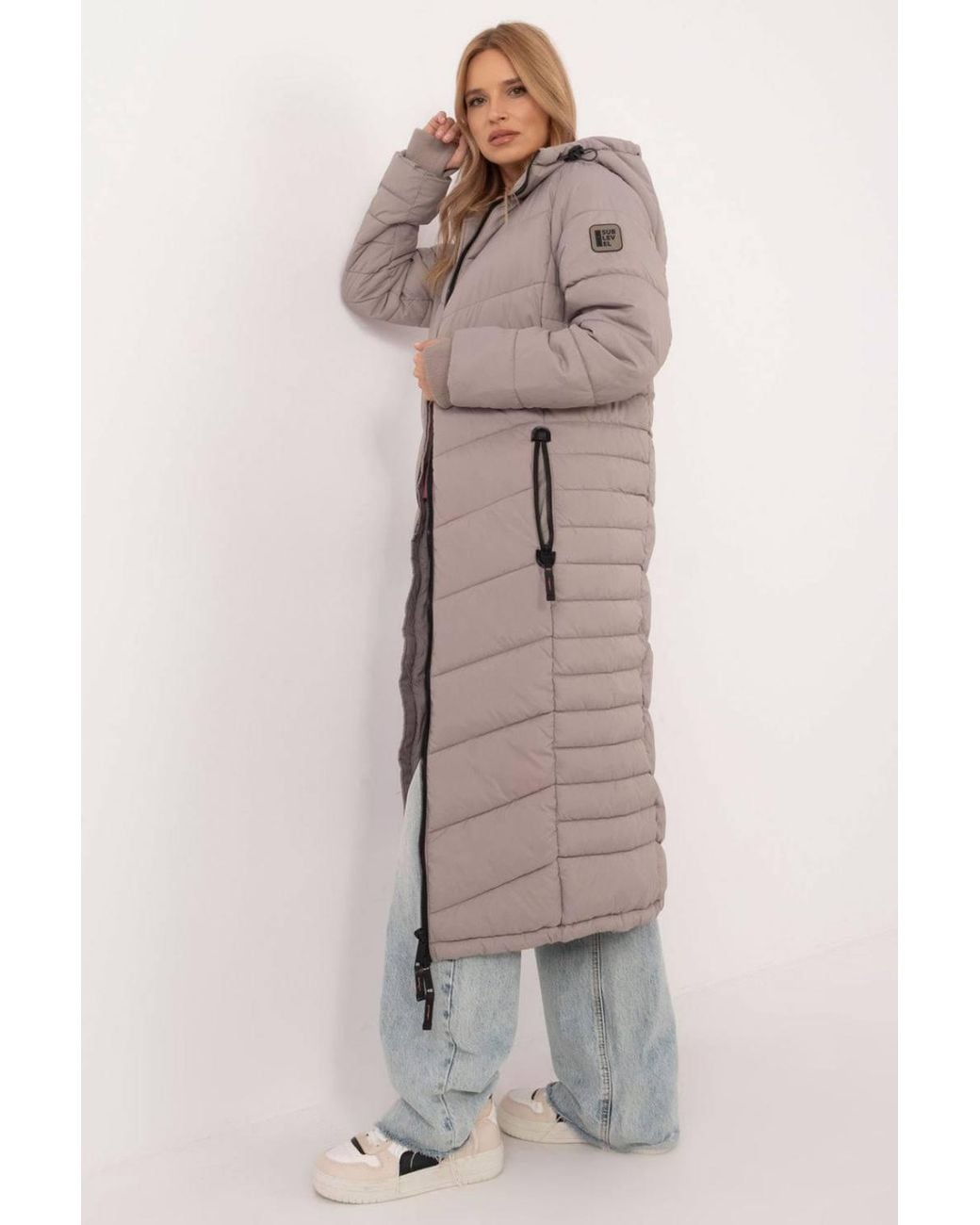 Love Lace Gray Winter Quilted Jacket With Pockets & Zip