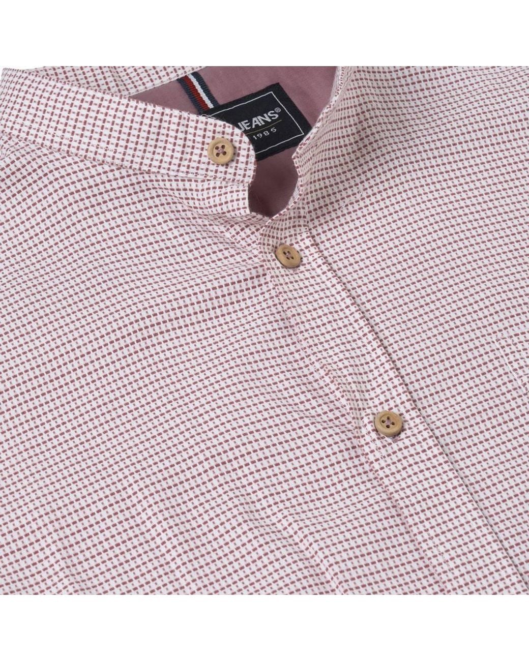 KAM Jeanswear Purple Short Sleeve Mini Weave Grandad Shirt For for men