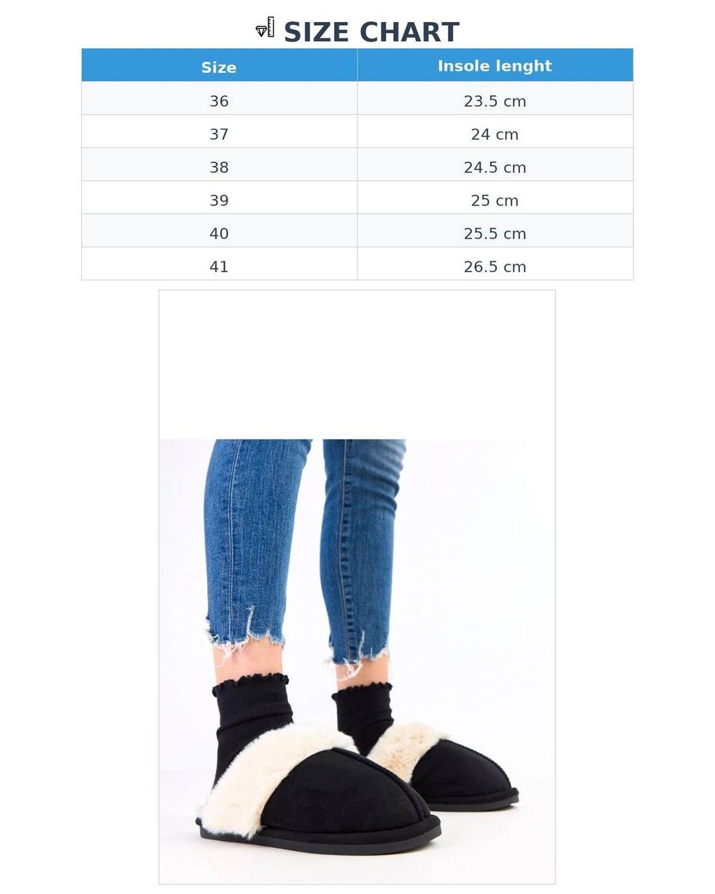 Love Lace Blue Fur Lined Slip On Slippers With Warm Insulated Insole Comfort