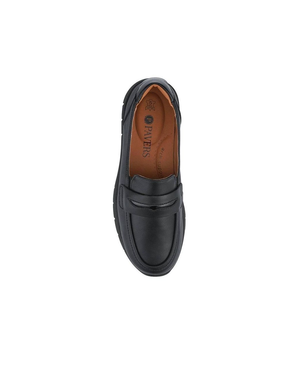 Pavers Black Heeled Leather Penny Loafers
