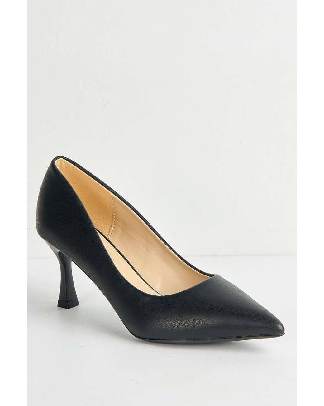 Miss Diva Black Aranea Pointed Toe Court Shoes