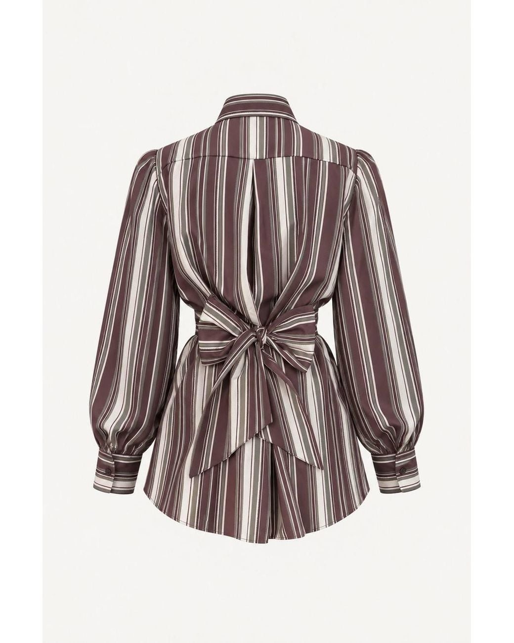 Hiccup Brown Striped Shirt With Tie Detail