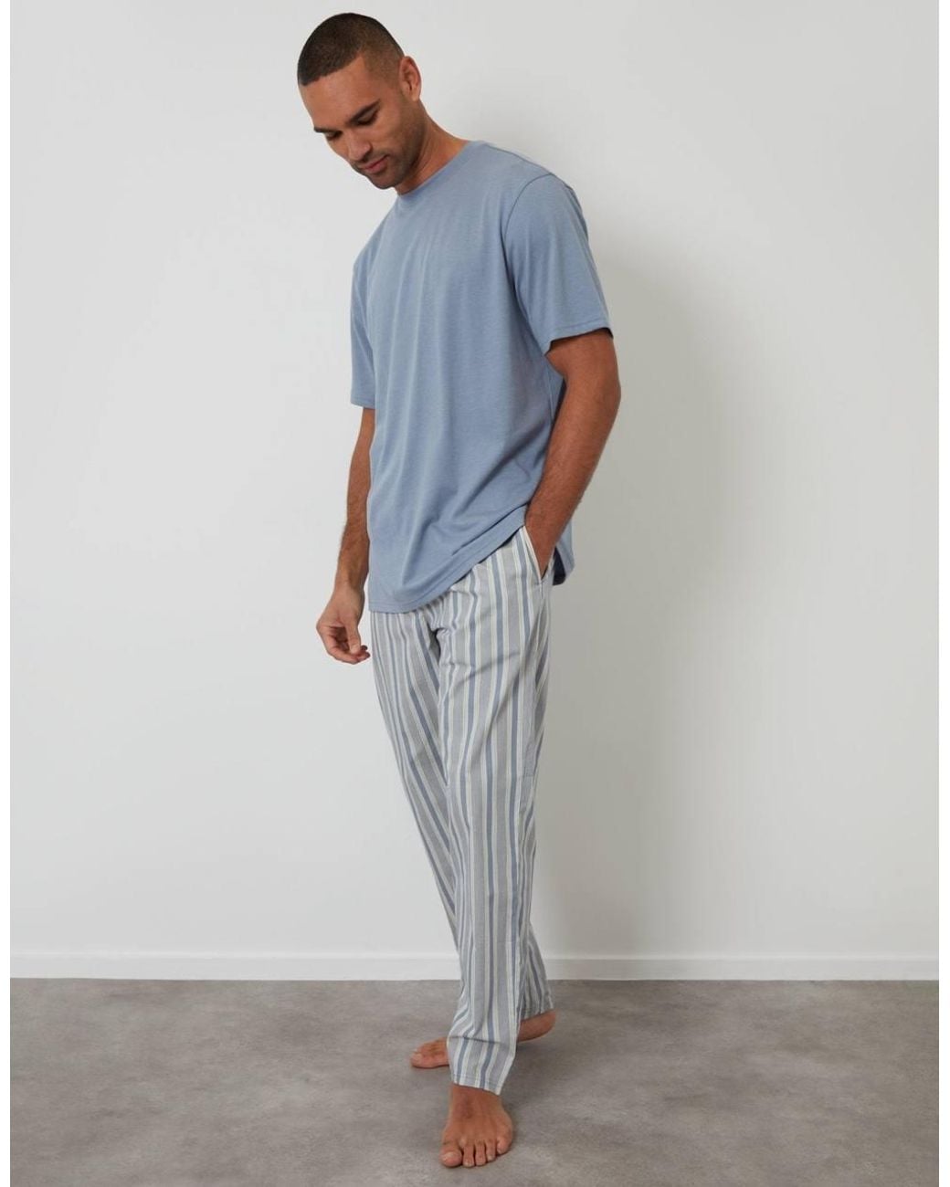 Threadbare Blue T-Shirt & Bottoms Pyjama Set for men