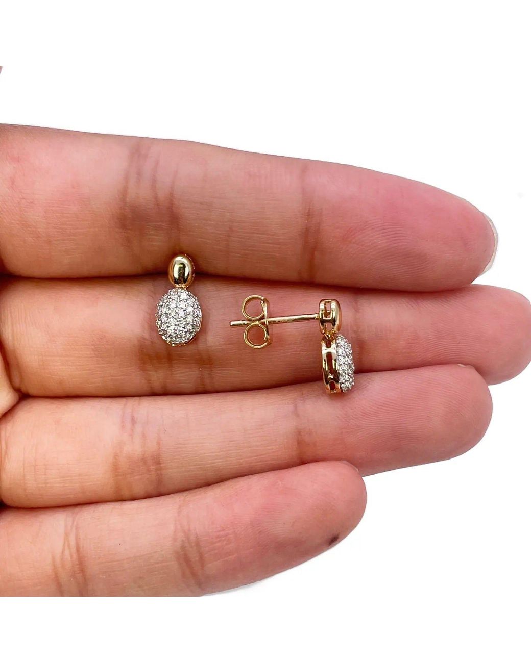 Raina Jewels Metallic 18Ct Diamond Oval Necklace Stud Earrings Matching Set 0.53Ct