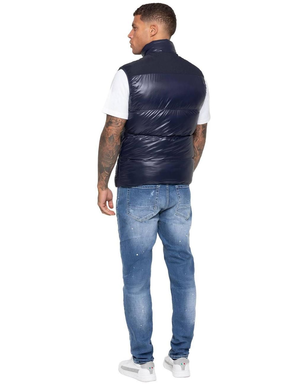 Enzo Blue Regular Fit Puffer Gilet for men