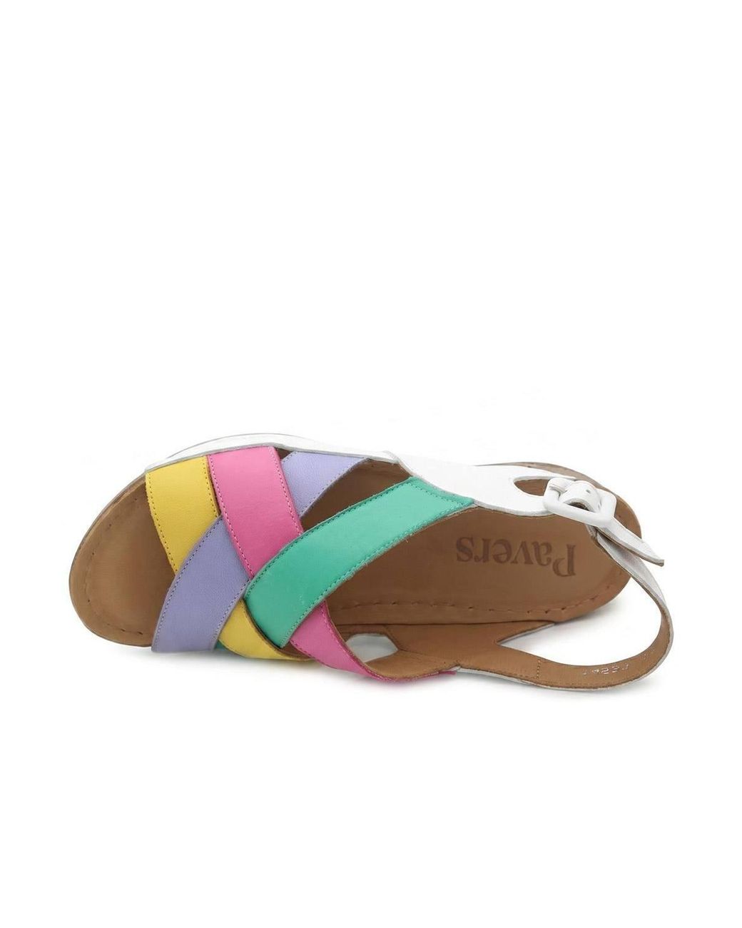 Pavers White Strappy Buckled Leather Sandals
