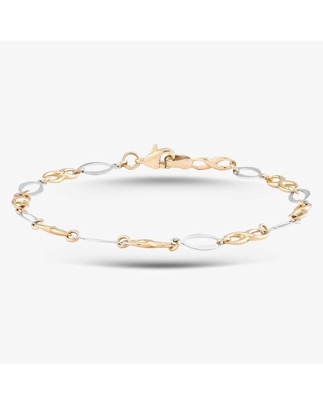 T.H.Baker Metallic 9Ct Two Colour Infinity Link Bracelet Gbr61