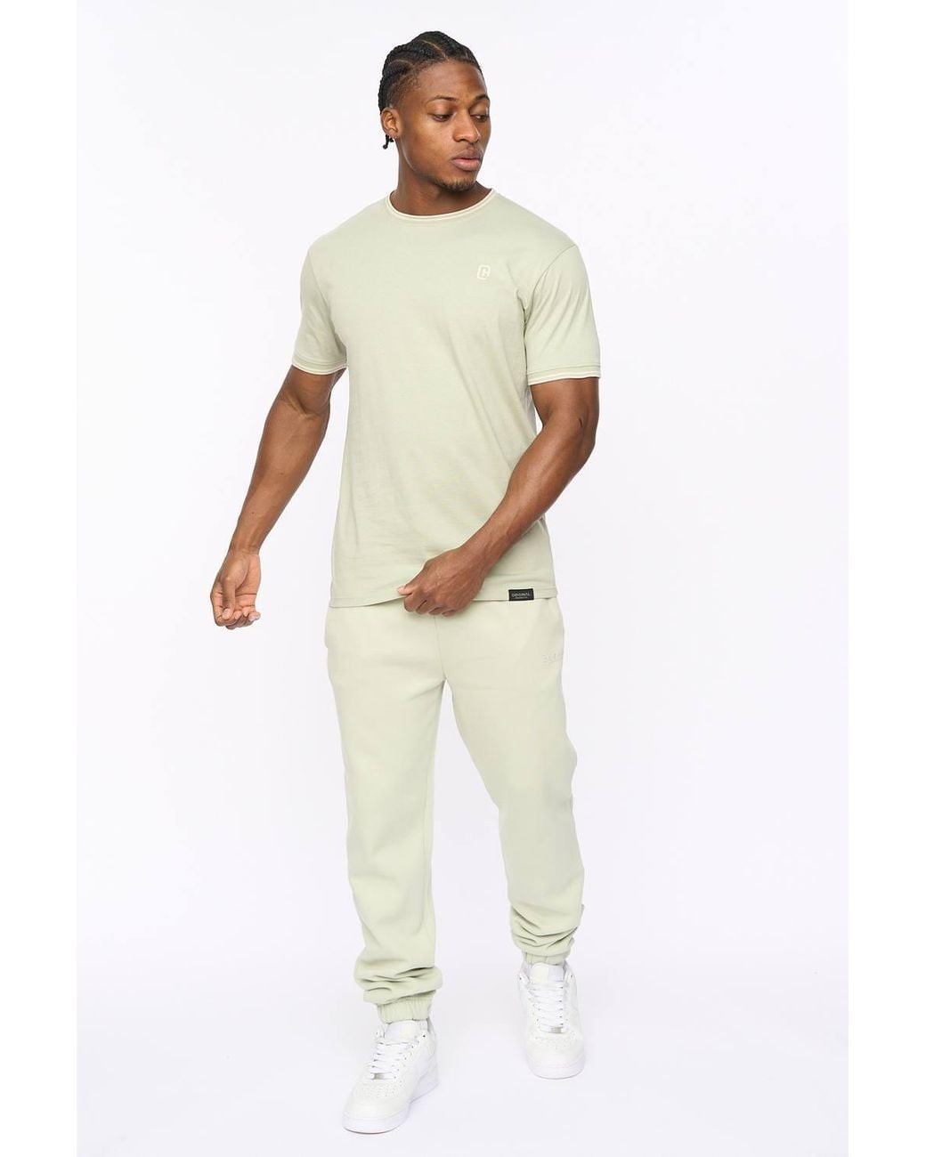 Crosshatch Green Preece Crew Neck Cotton T-Shirt With High Build Logo Print for men