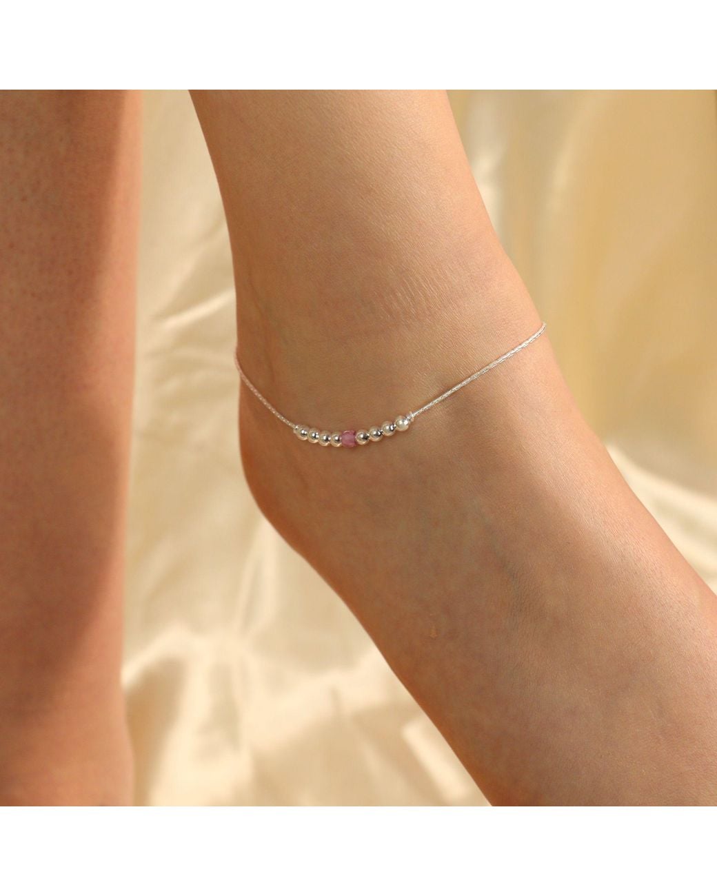 The Colourful Aura Brown Sterling 925 Colourful Beaded Payal Anklet With Jingle Bells