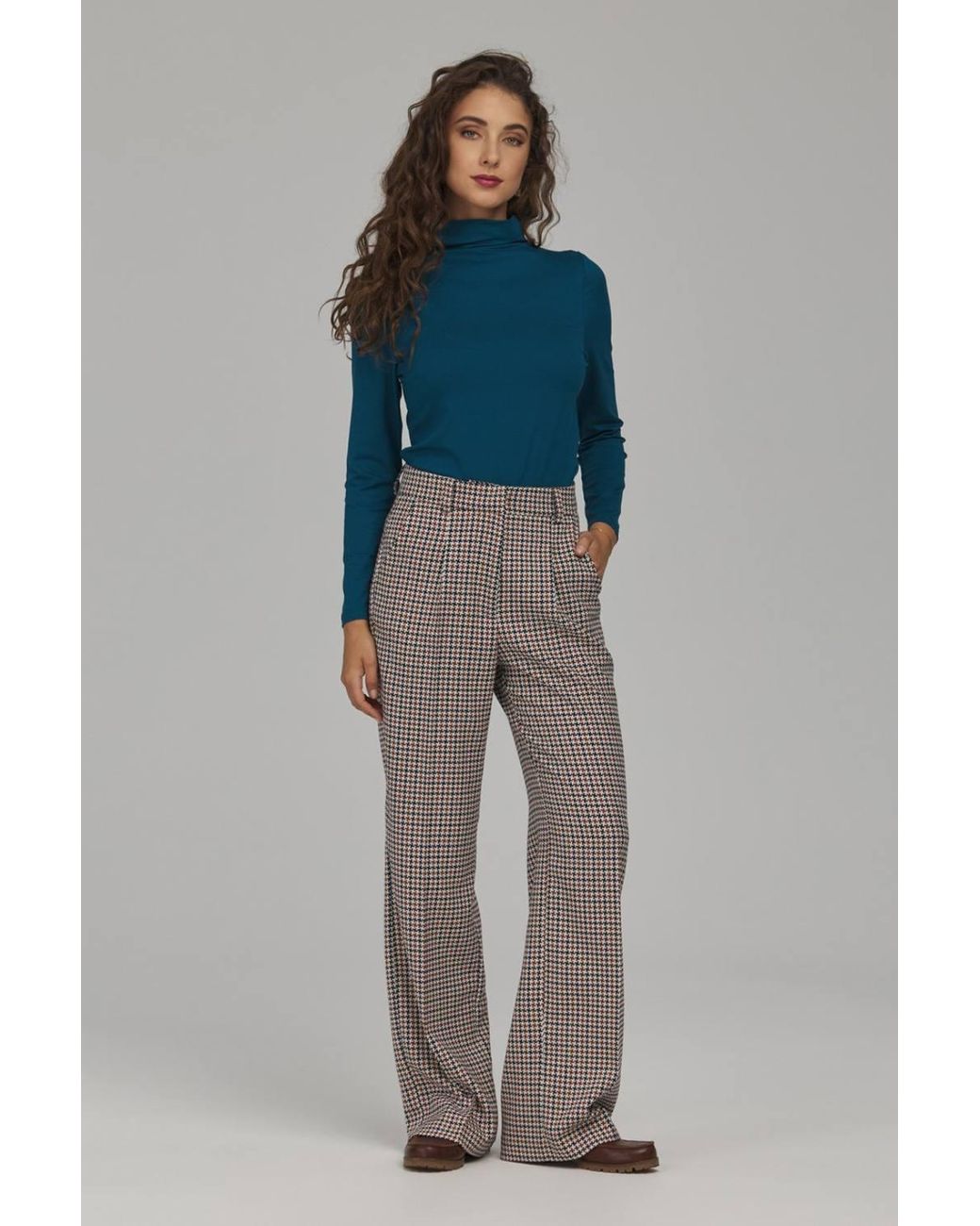 Love Lace Gray Viscose High Waisted Tailored Trousers With Pockets