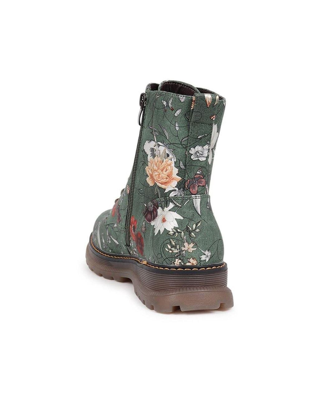 Pavers Black Lace-Up Floral Boots