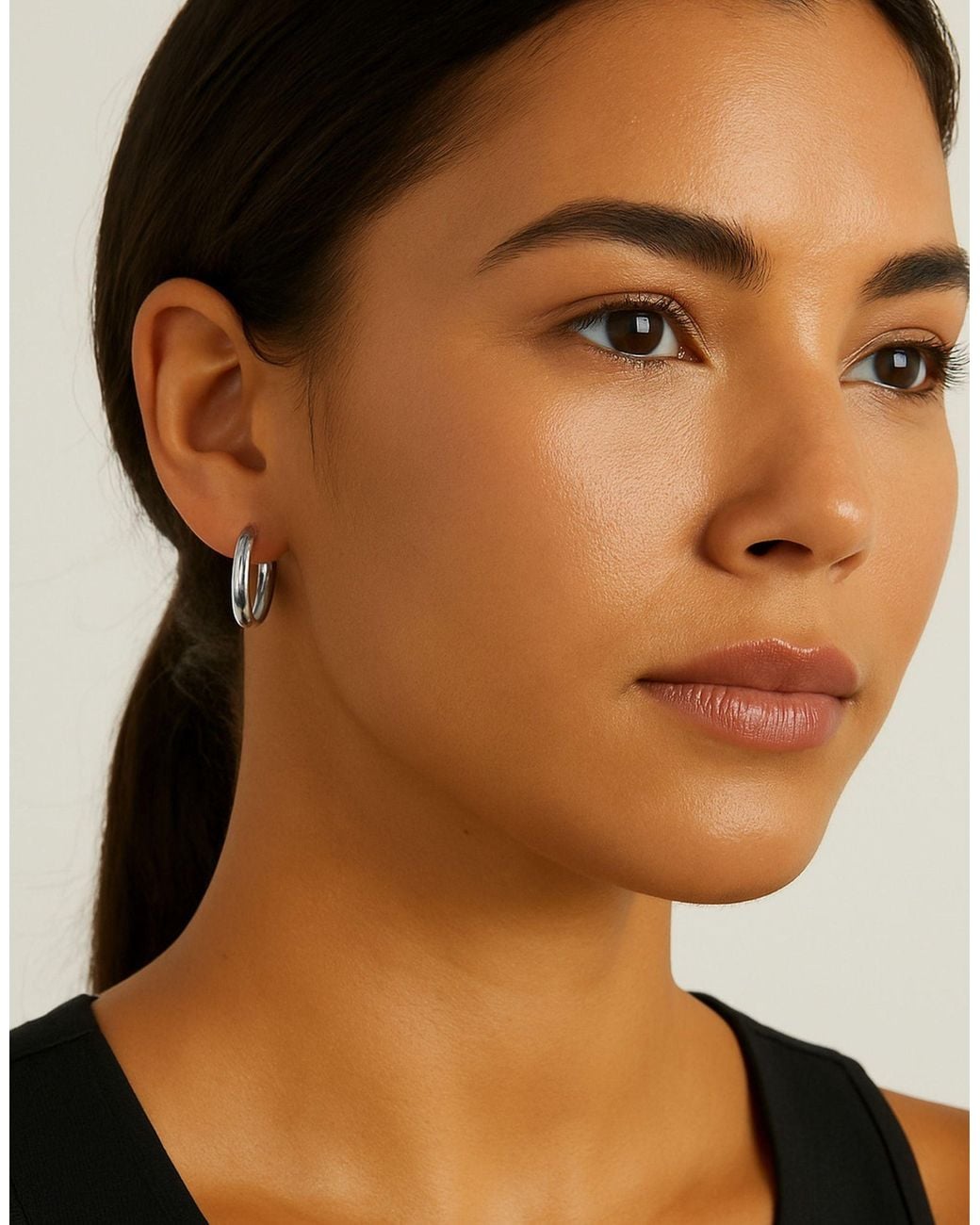 DKNY Metallic 30Mm Tone Hoop Earrings