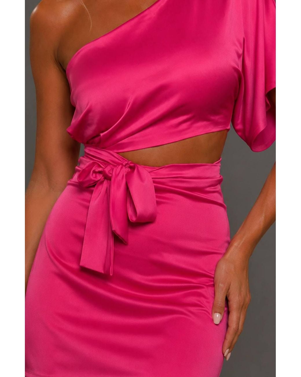Vesper Pink One Shoulder Cut Out Mini Dress