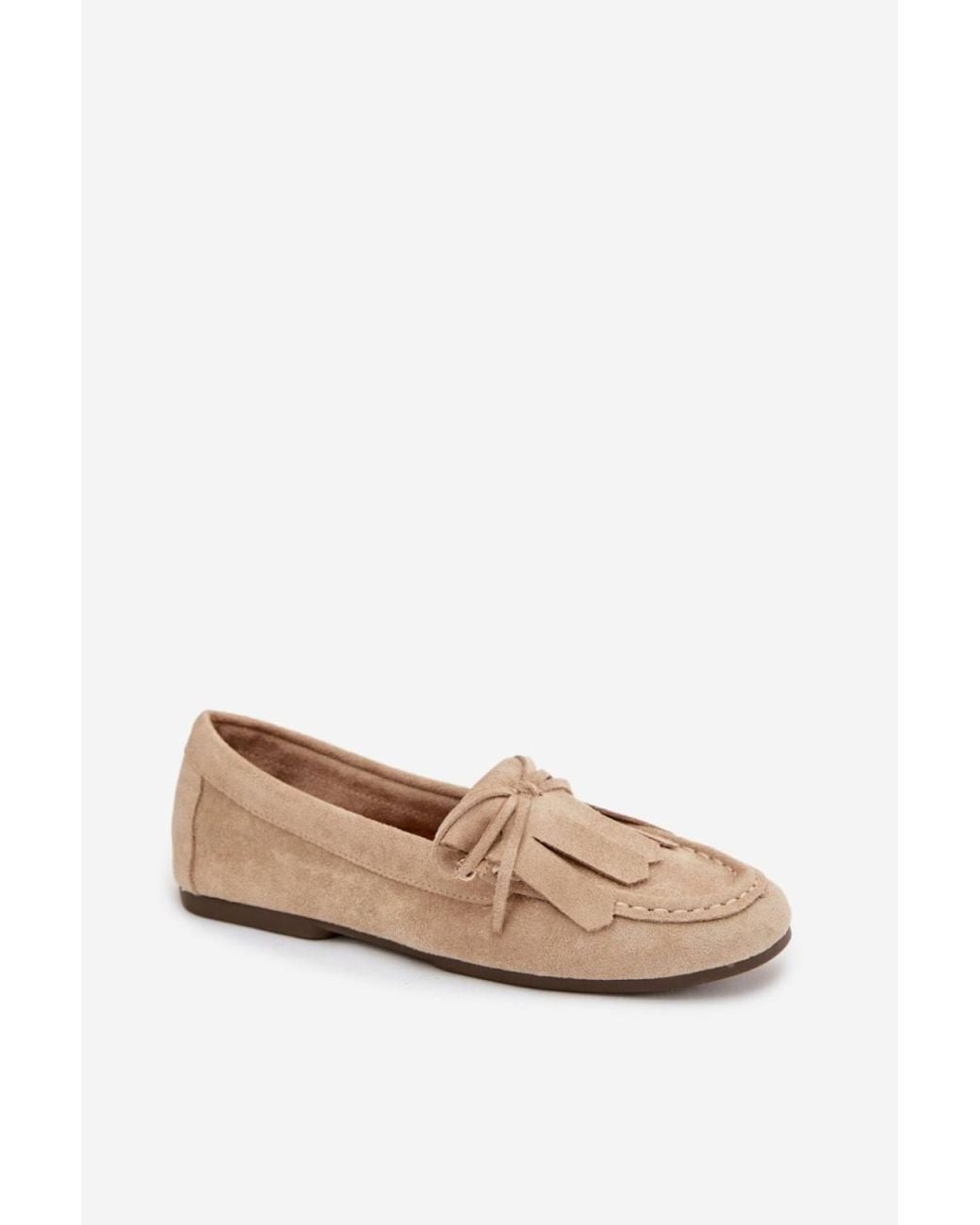 Love Lace Brown Fringe Bow Tie Soft Suede Moccasin Flat Slip On Comfort