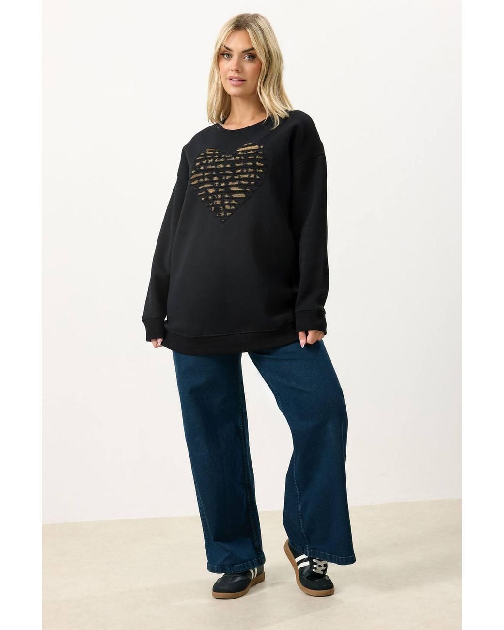 Yours Black Leopard Heart Sweatshirt