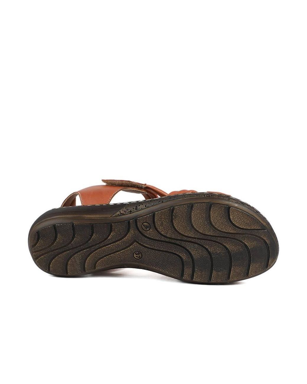 Pavers Brown Leather Comfort Sandals With Touch Fastening