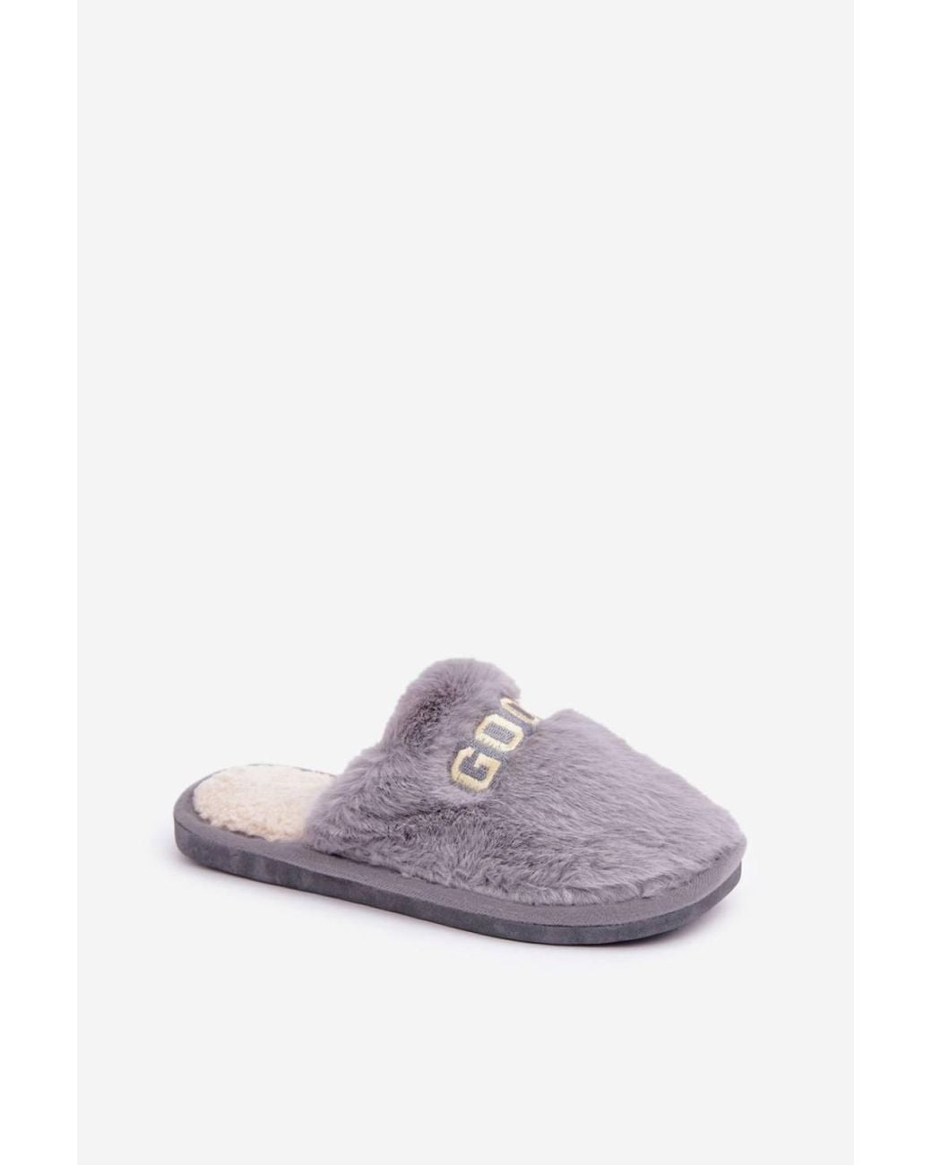 Love Lace White Soft Faux Fur Slippers With Modern Inscription Home Warmth
