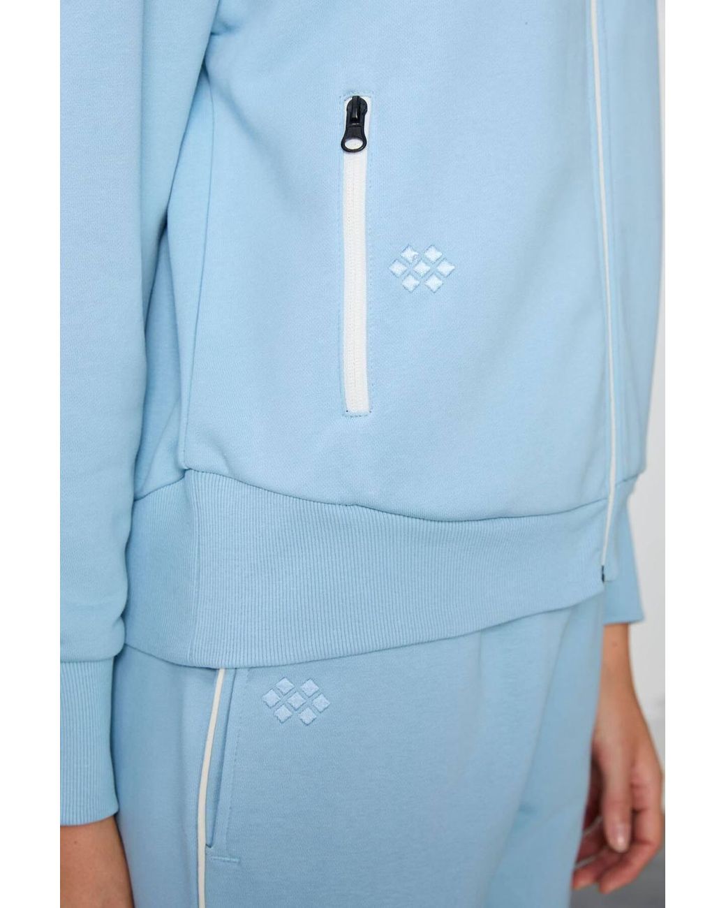 TOMMY LIFE Blue Oversized Zip-Collar Sweatshirt & Pants Set