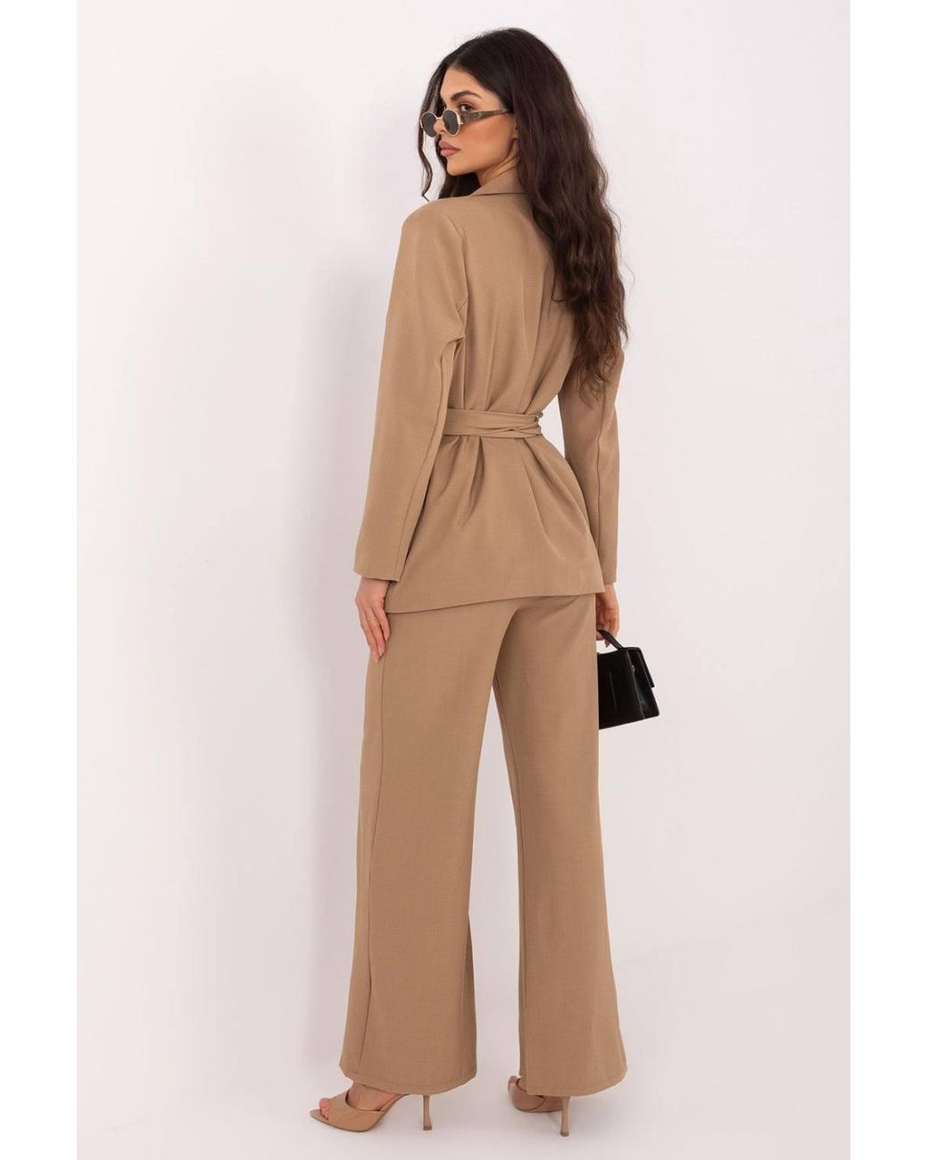 Love Lace Natural Office Collared Smart Set With Pockets & Buttons