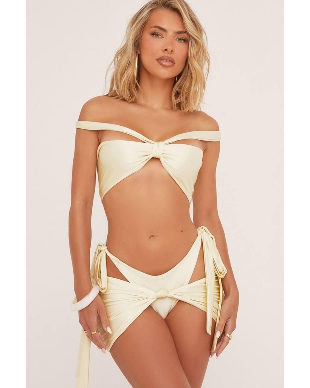 EGO Natural Knotted Tie Mini Bikini Set