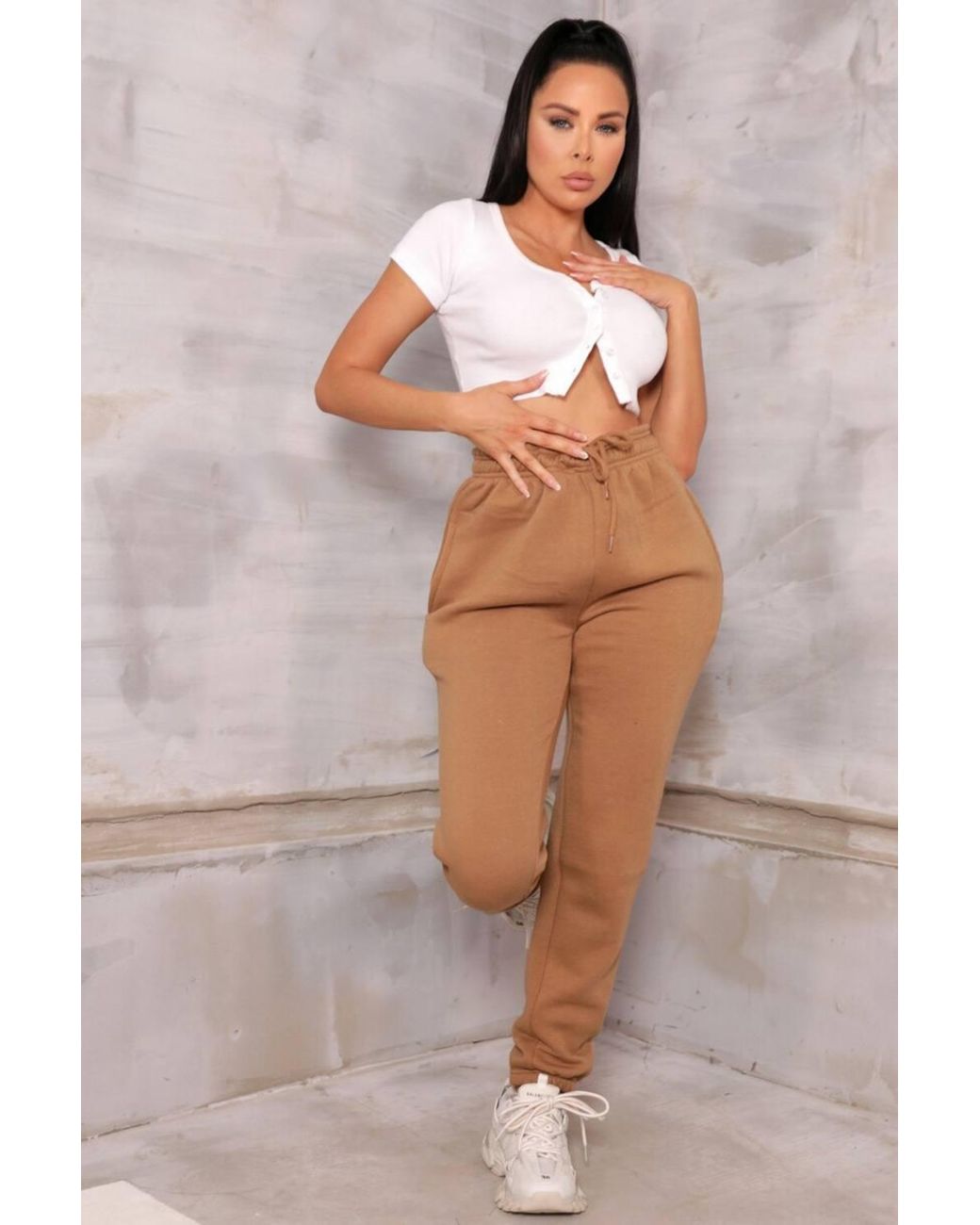 Femme Luxe Brown Cuffed Joggers