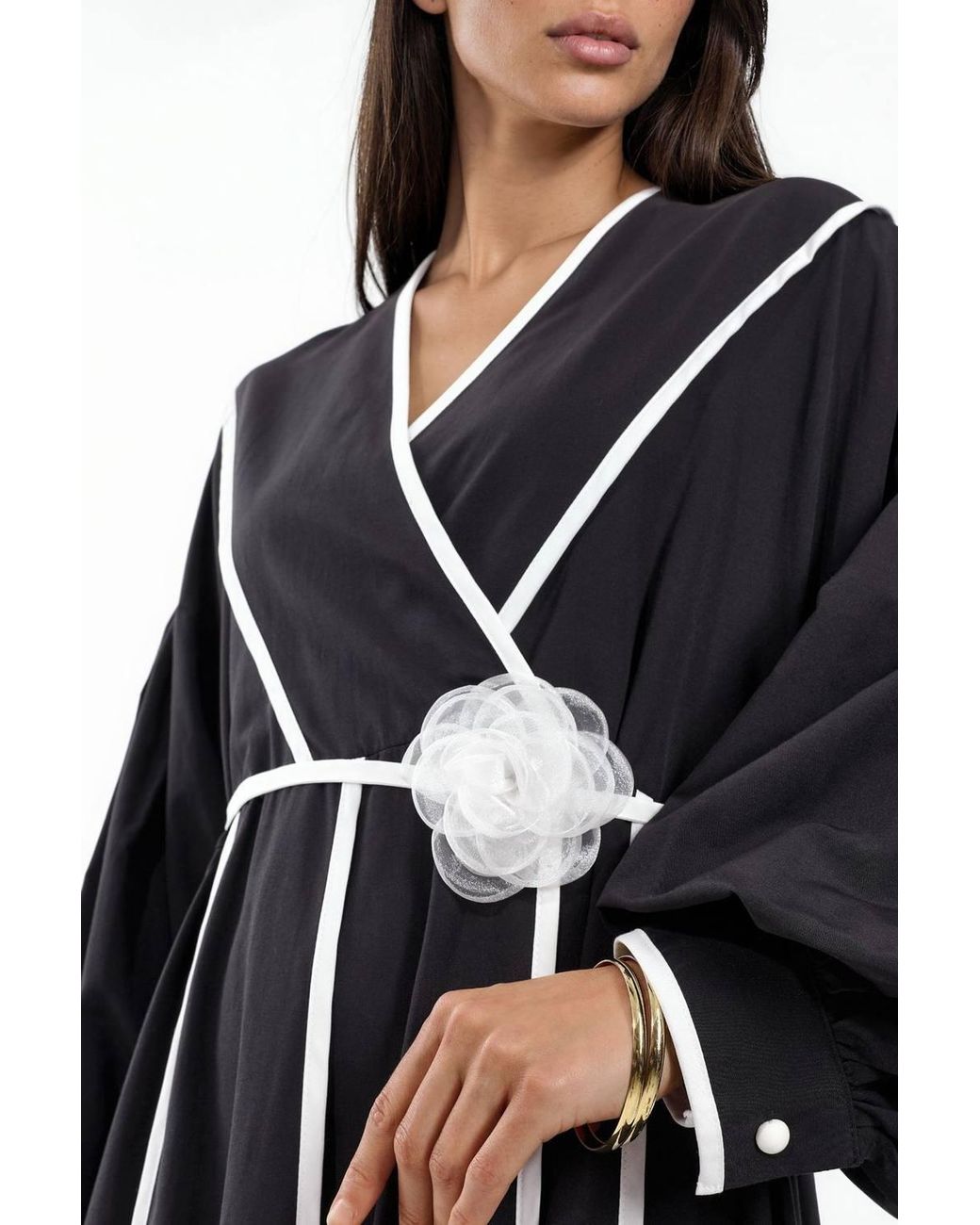 Msn-Collection Black Belted Striped Maxi Dress