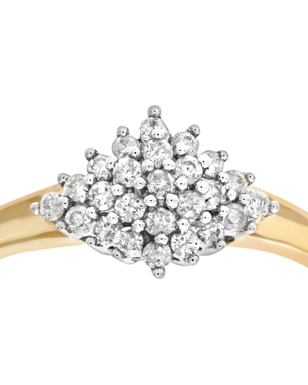 Jewelco London Metallic 9Ct Round 1/3Ct Diamond Rhombus Quad Cluster Ring 9Mm