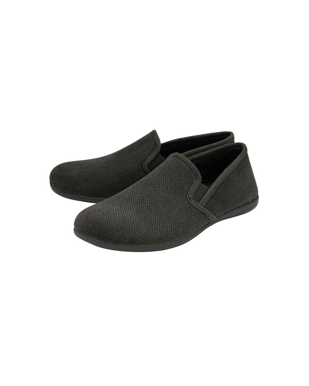 Lotus Black 'Peter' Textile Full Slippers for men