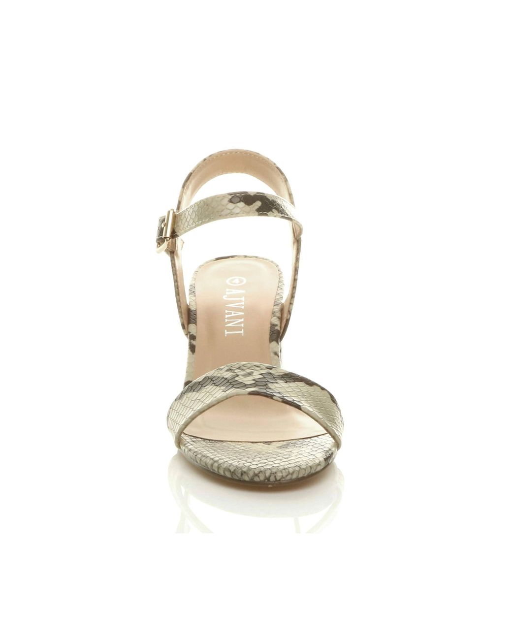 AJVANI Metallic Mid Block Heel Strappy Sandals