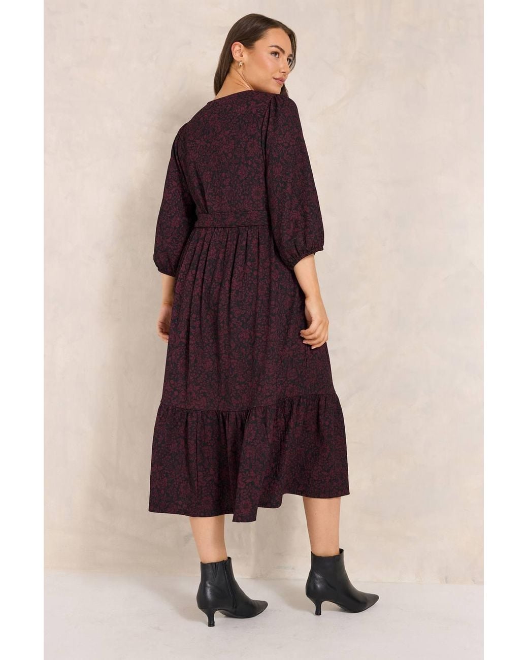 Evans Red Floral Midi Wrap Dress
