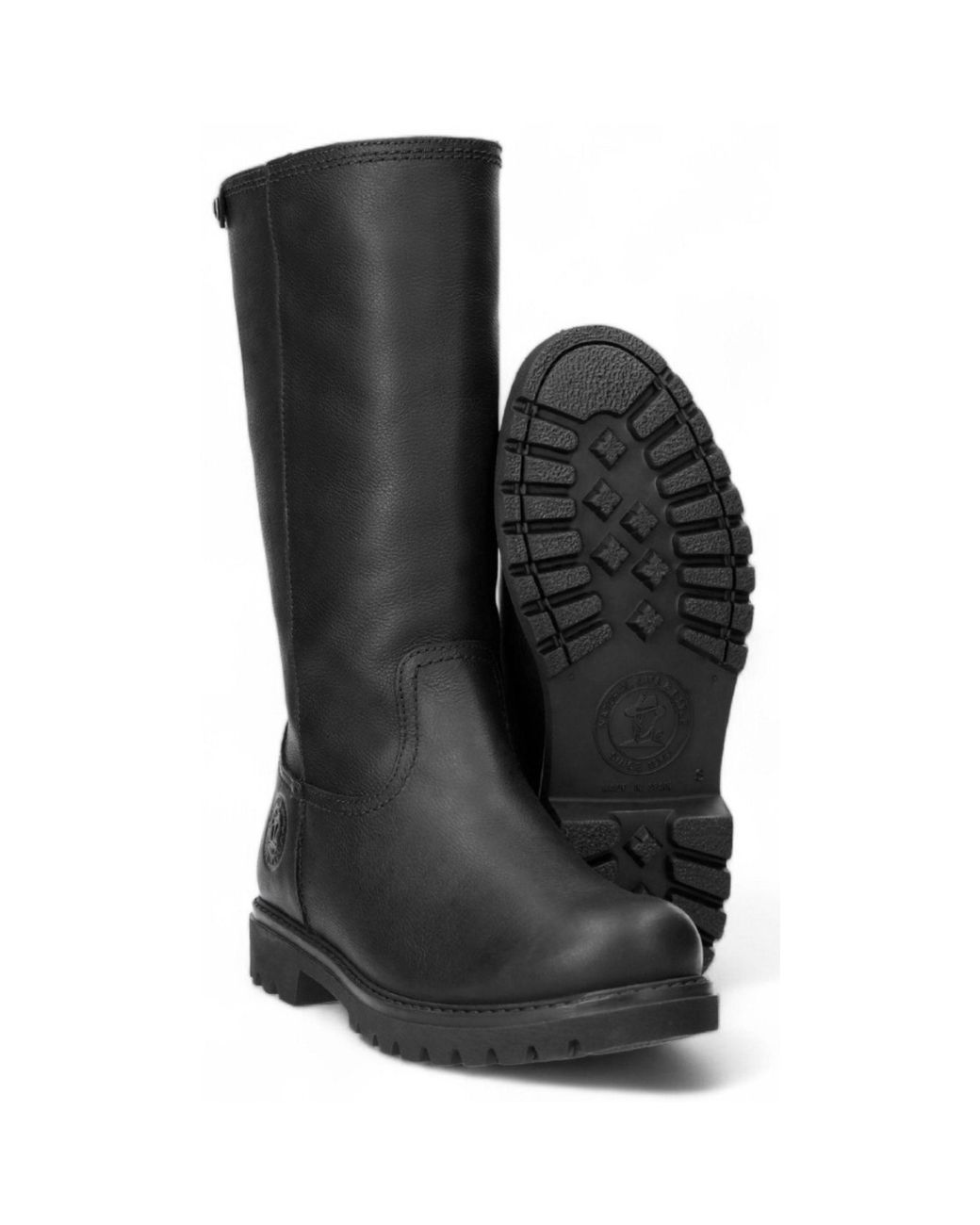 TruClothing Black Knee High Pull On Faux Fur Lining Leather Boots
