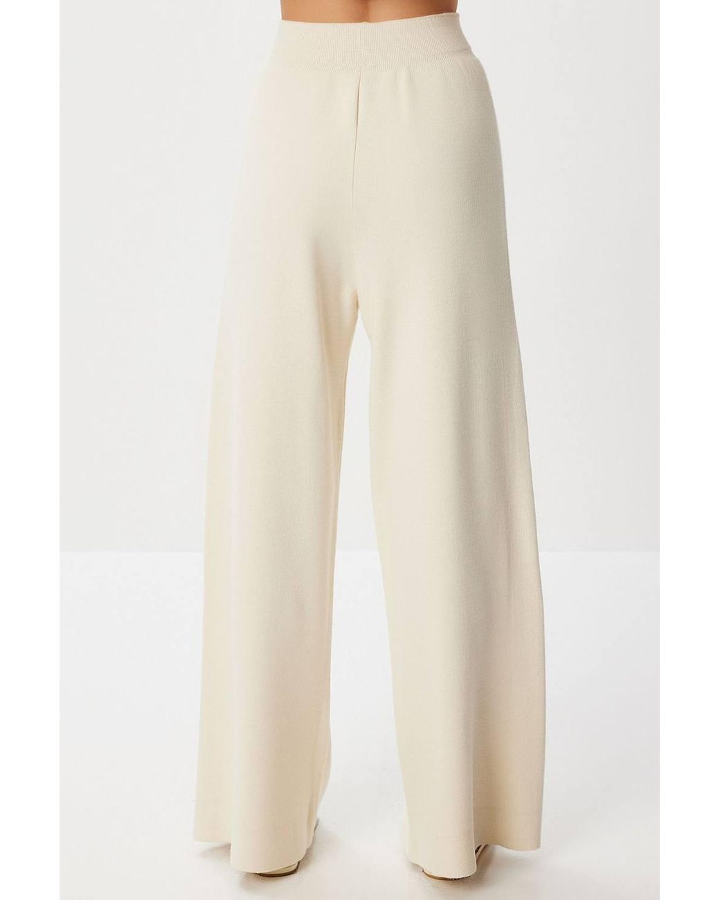 Happiness İstanbul Natural Oversized Tie Detail V-Neck Knitwear Two-Piece Set