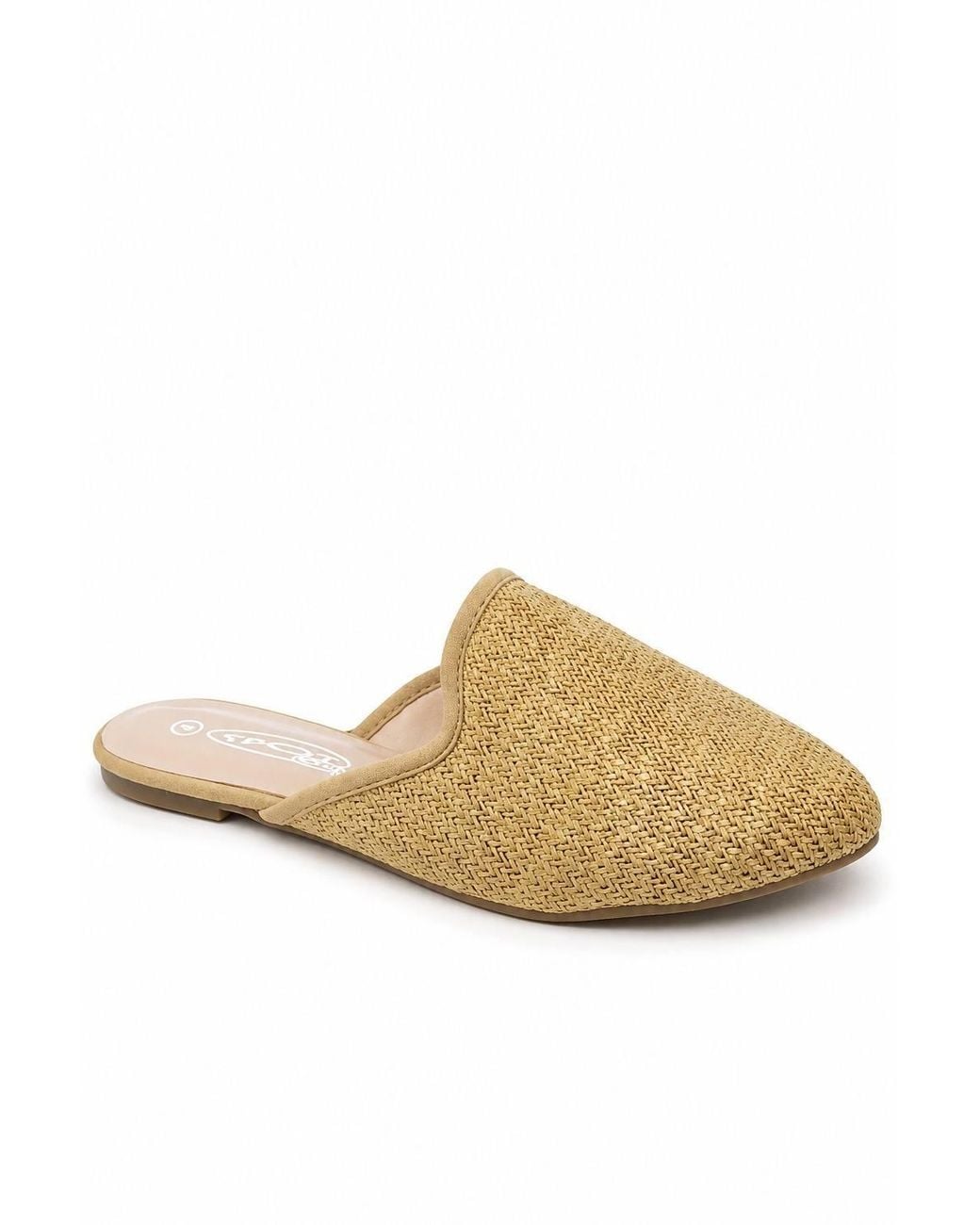 Spot on Natural Wide Fit Woven Pointed Toe Mule Flats