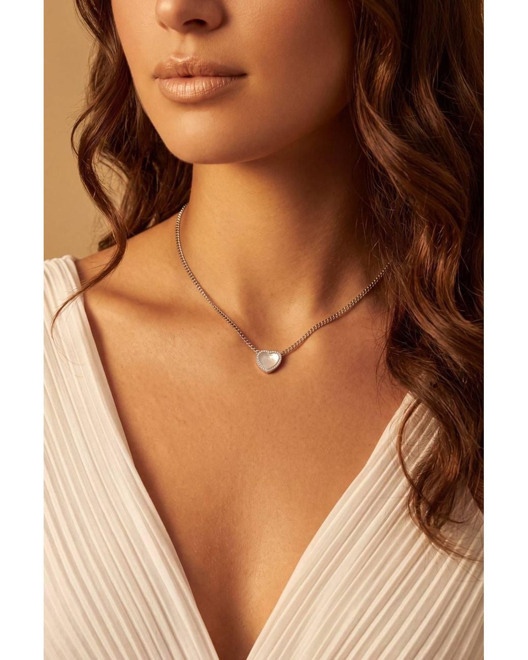 Latelita London White Heart Mother Of Pearl Necklace