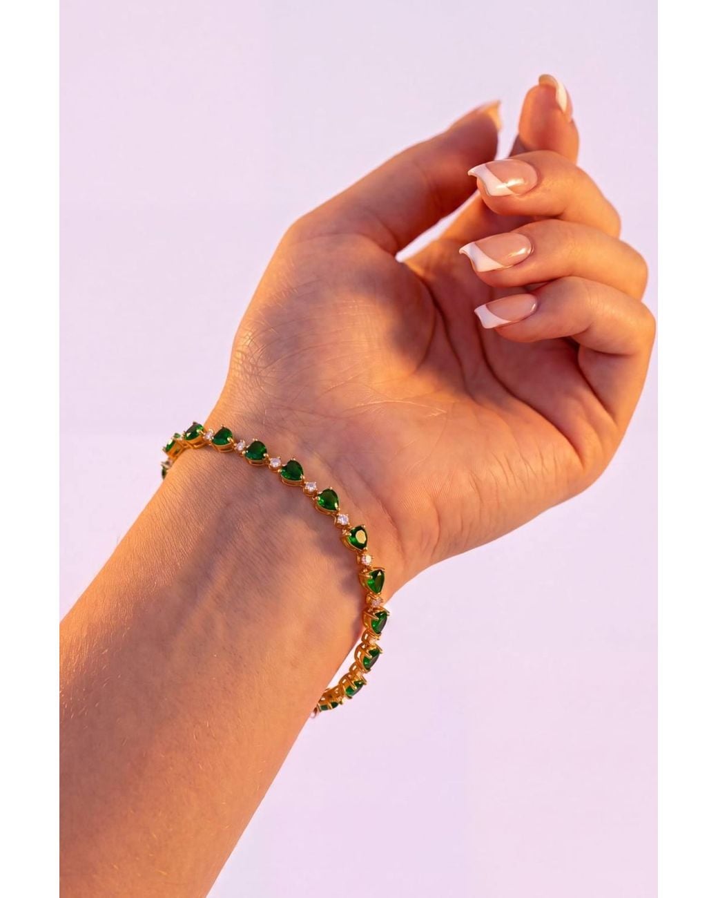 Latelita London Green Asscher Cut Heart Tennis Bracelet Emerald