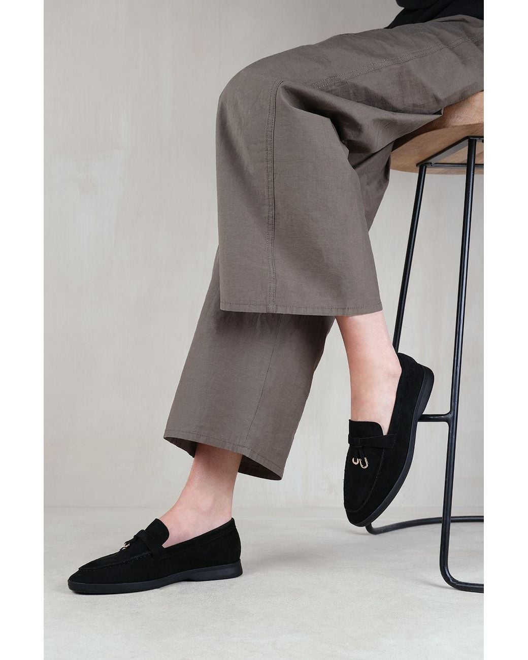 Where's That From Blue 'Charming' Slip On Suede Loafers Metal Trim Tassel