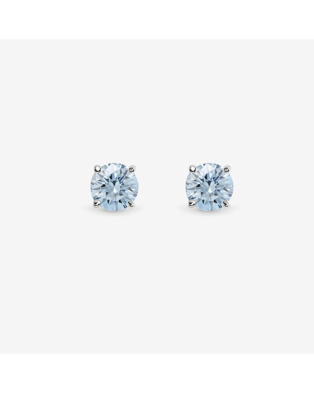 Simply Silver Gray Sterling Plated Light Sapphire Solitaire Earrings