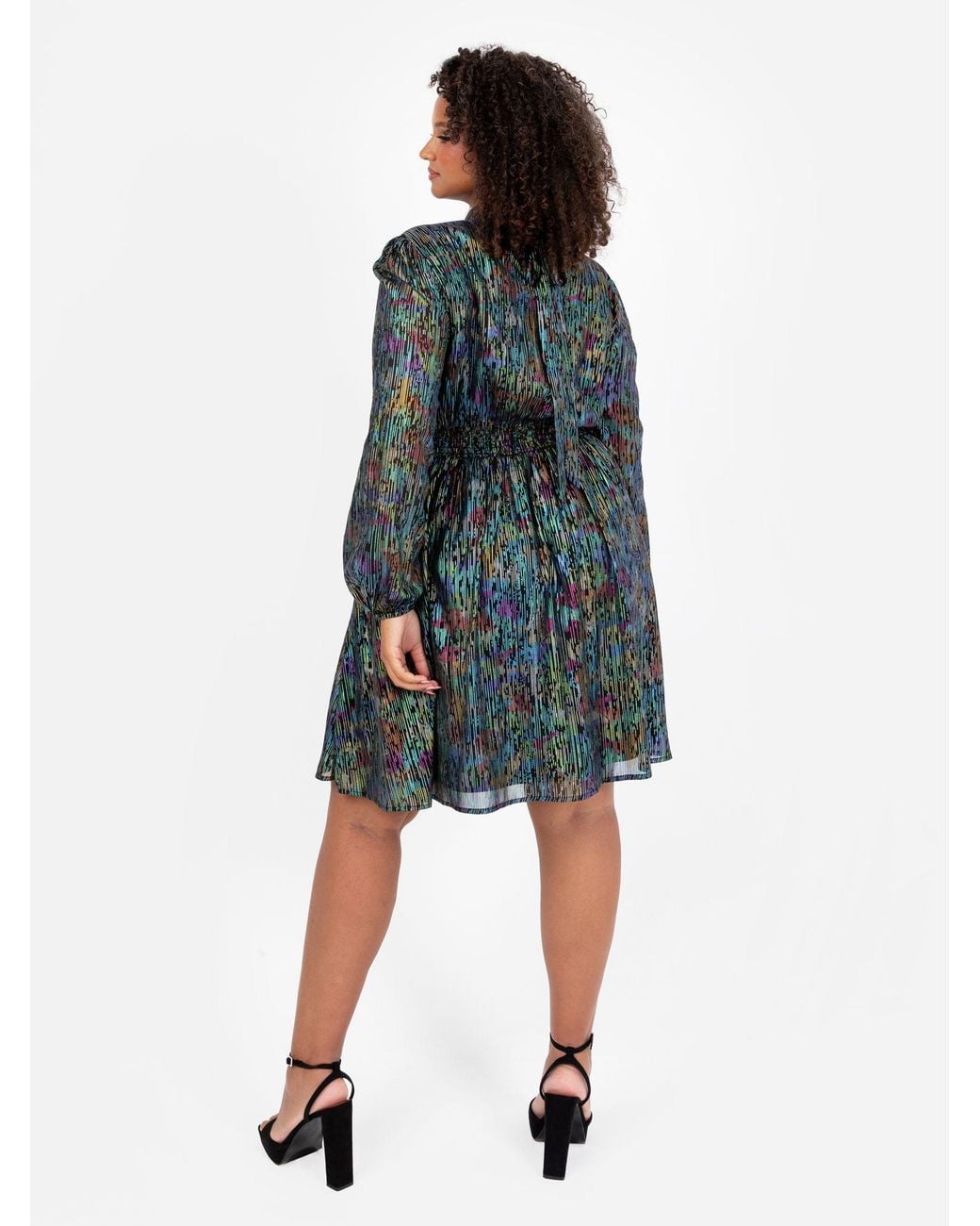Lovedrobe Multicolor Metallic Long Sleeve Mini Dress