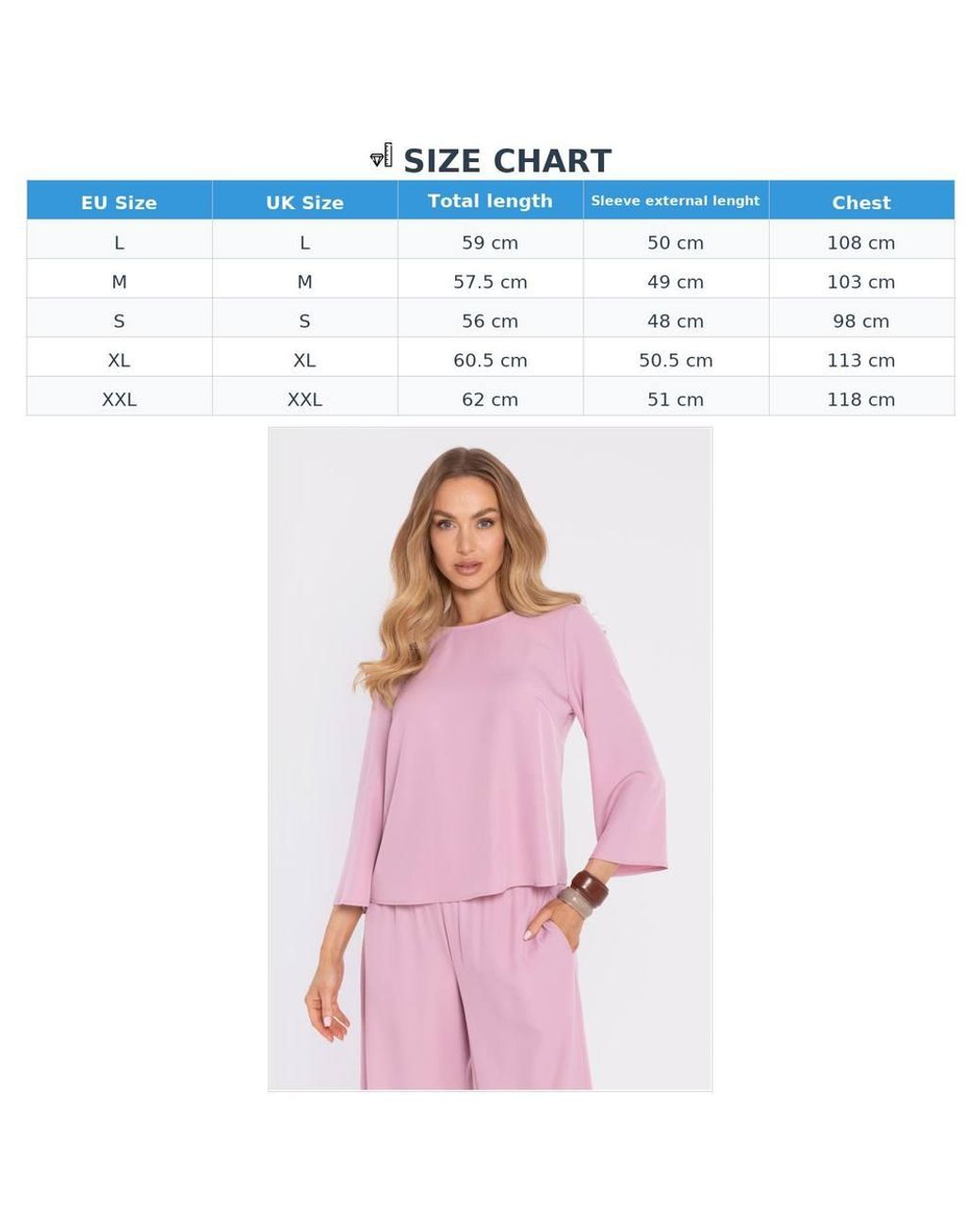 Love Lace Pink Stretch Blouse With Long Sleeves