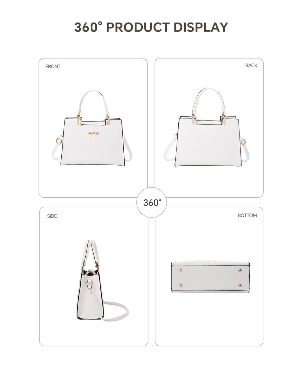 MODISHION White Glossy Pu Croc-Embossed Handbag With Crossbody Strap