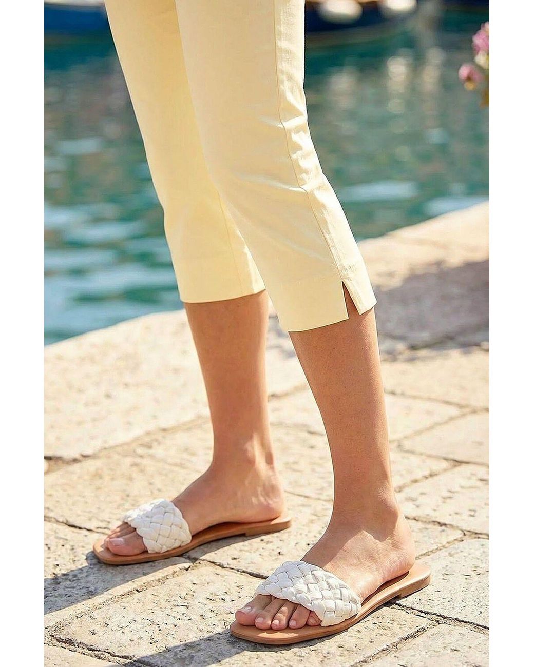 Roman Yellow Cropped Stretch Trouser Capri Summer Leggings 3/4 Pedal Pushers