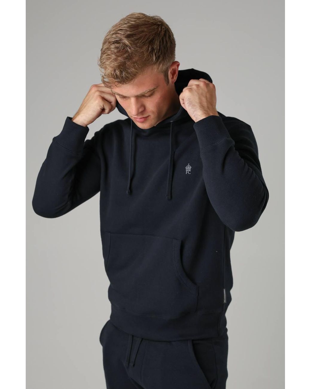 French Connection Blue Cotton Blend Hoody for men