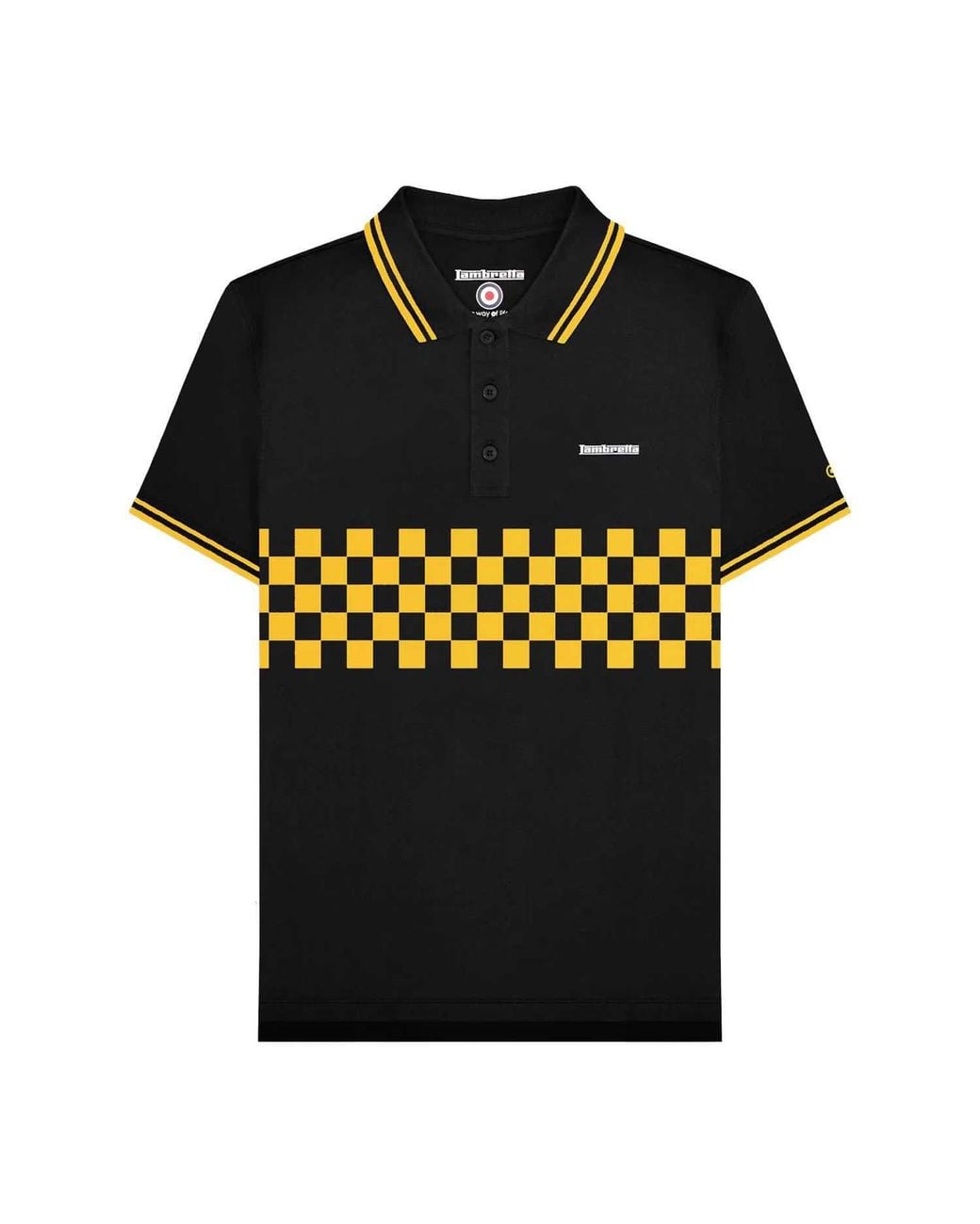 Lambretta Black Ss25 Two Tone Tipped Polo Shirt for men