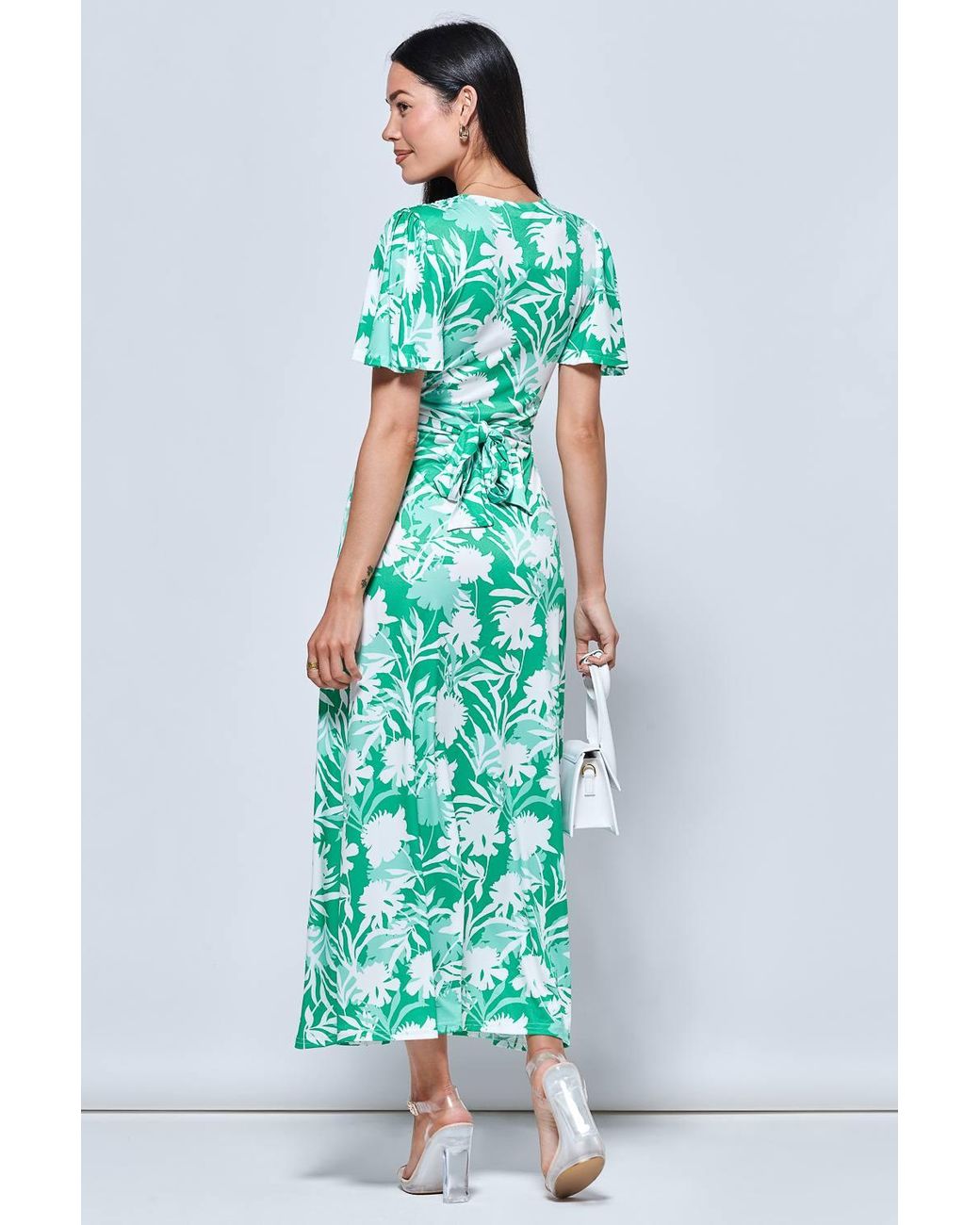 Jolie Moi Blue Twist Front Jersey Maxi Dress