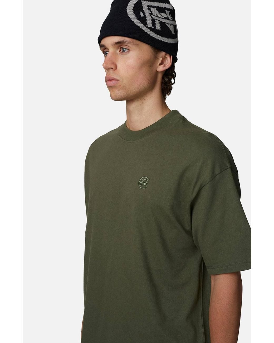 Good For Nothing Green Relaxed Monogram Tee for men